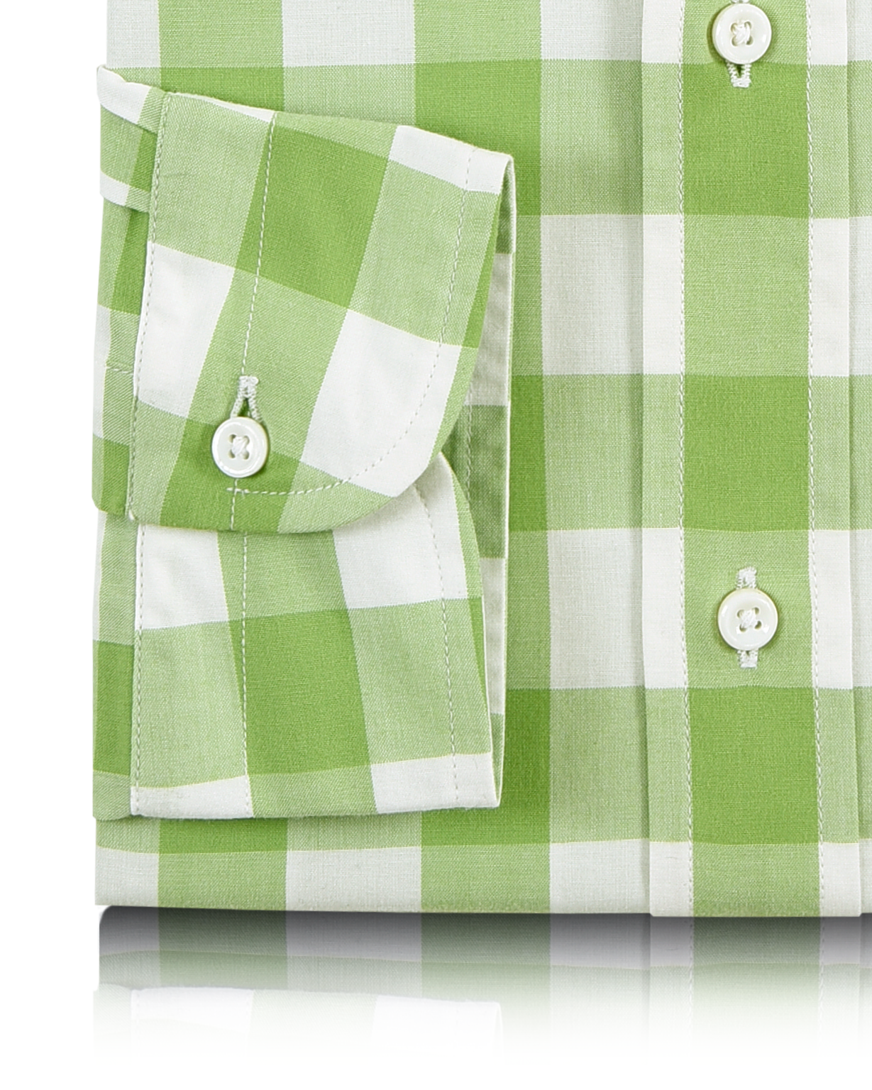 Green and White Gingham Checks Shirt