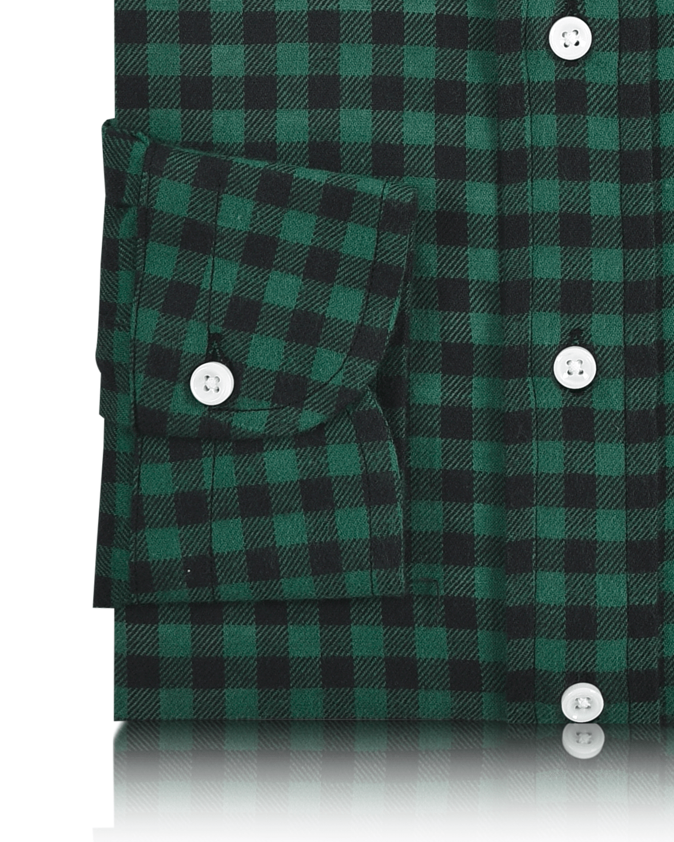 Green Black Gingham Twill Flannel Shirt