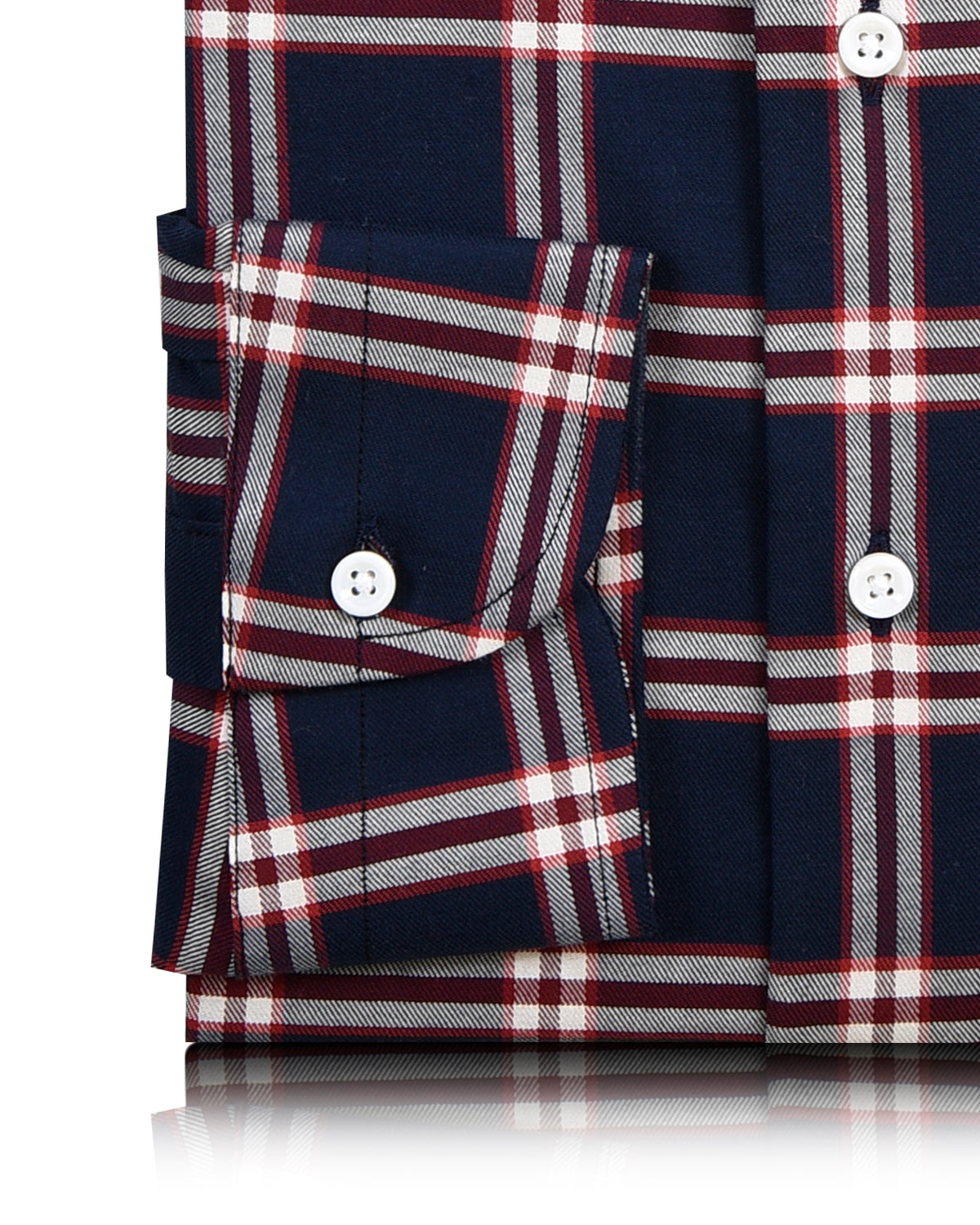 Red Navy Big  Tattersall Casual Shirt - 3