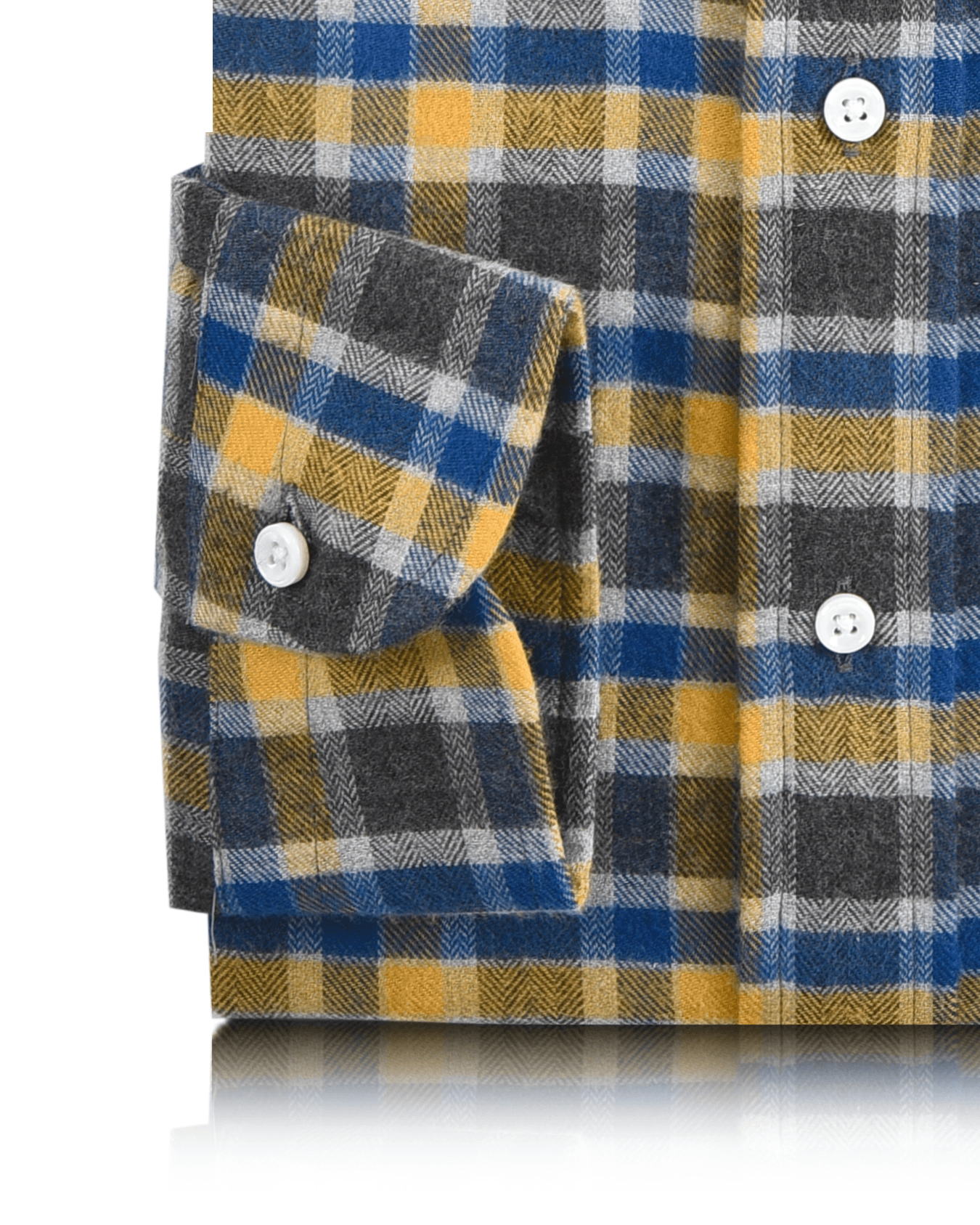 Flannel: Yellow Blue Grey Herringbone Checks