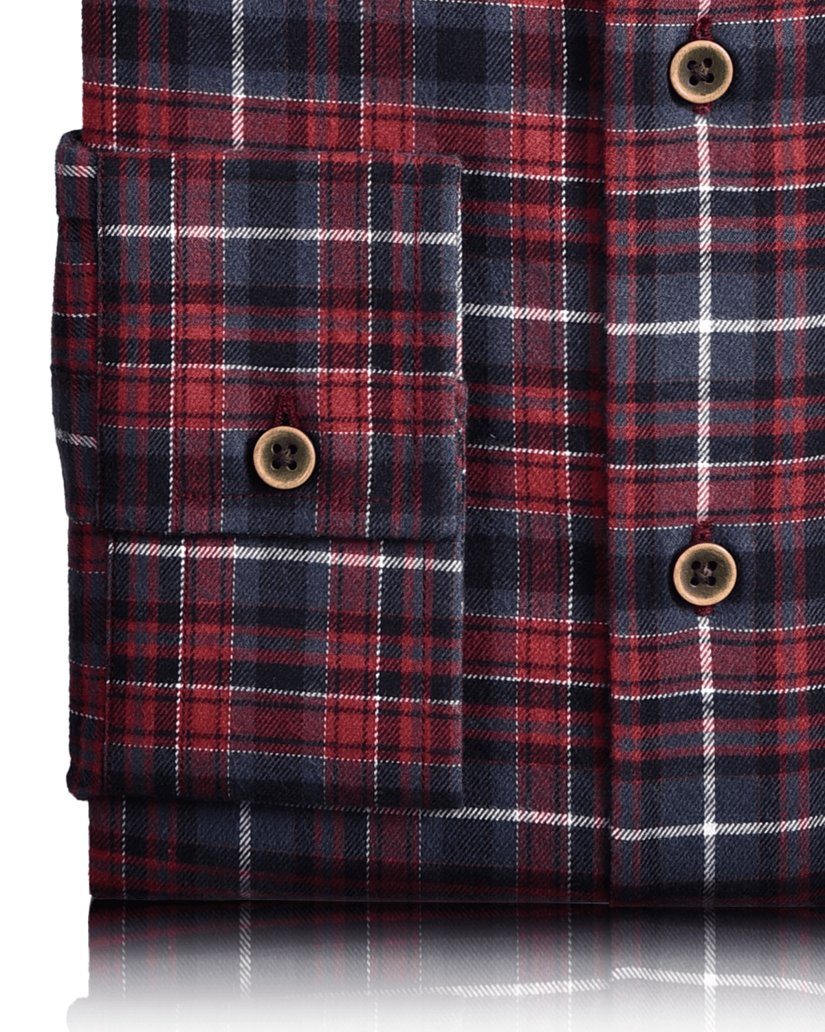 Maroon Grey Tattersall Flannel Work Shirt - 3