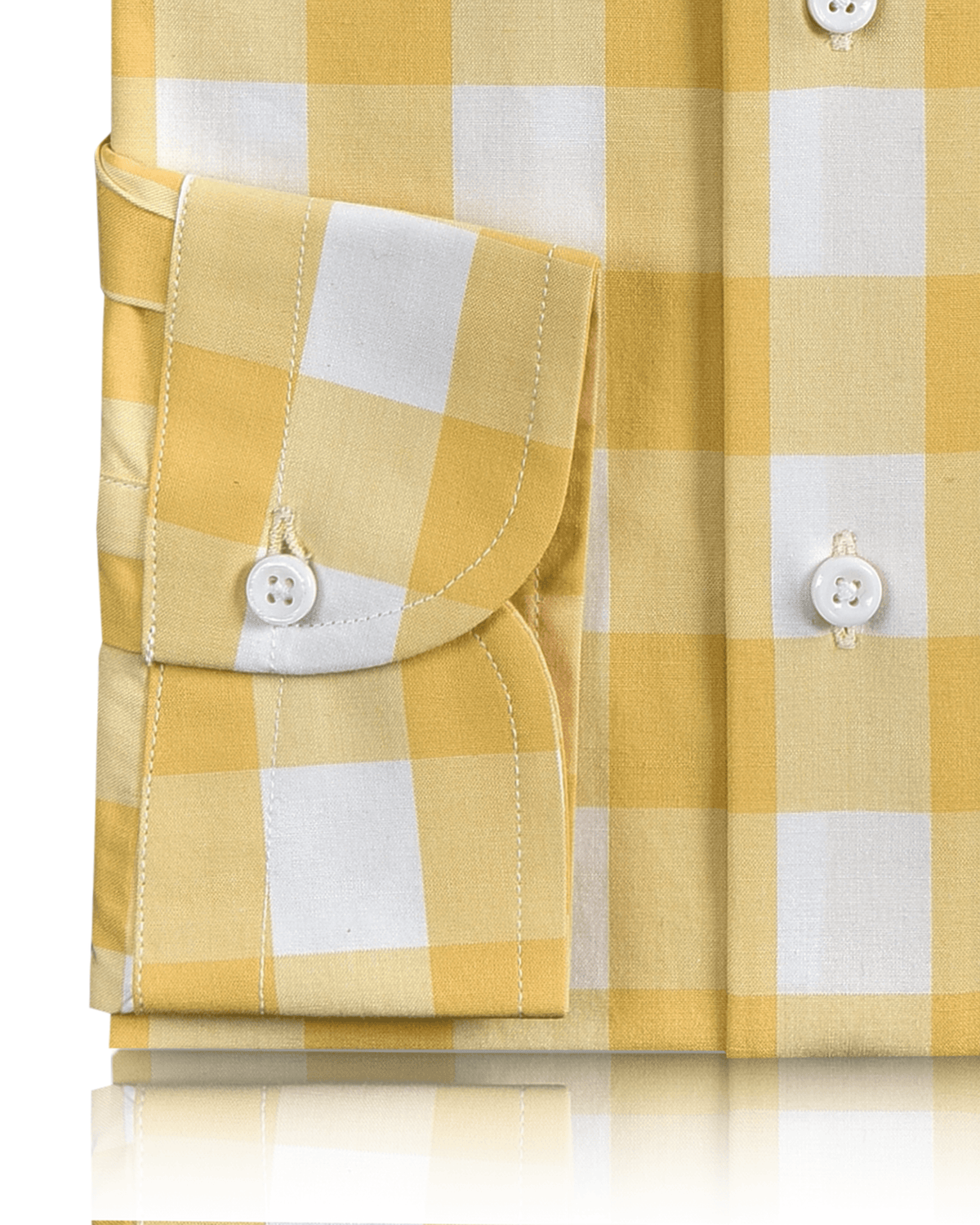 Golden Yellow Windowpane Checks On White - 3