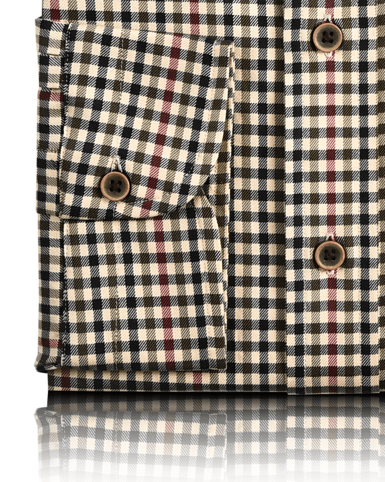 Black Brown Maroon Shepherd Check on Light Ochre Yellow Shirt