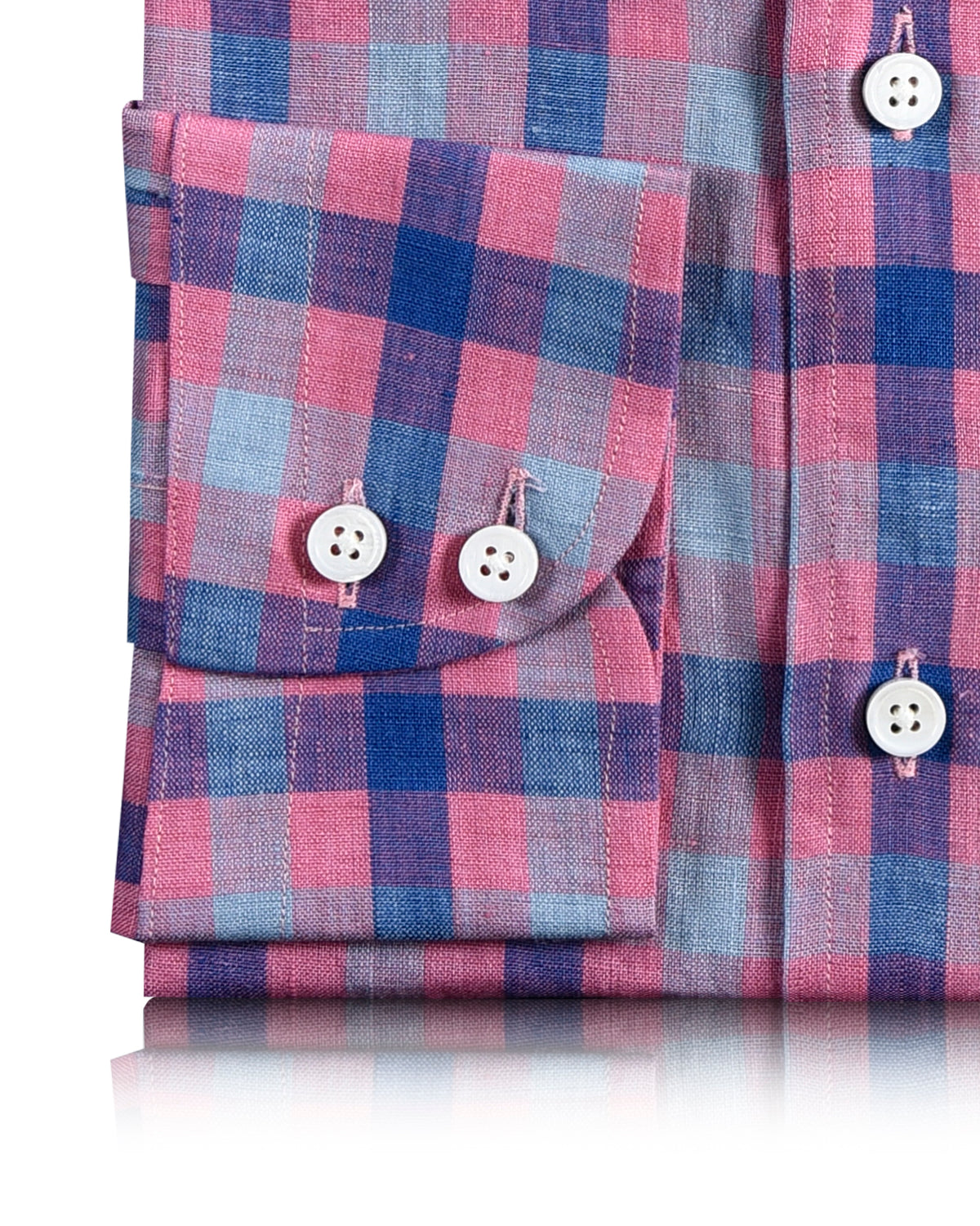 Linen: Pink Blue Gingham Checks - 3