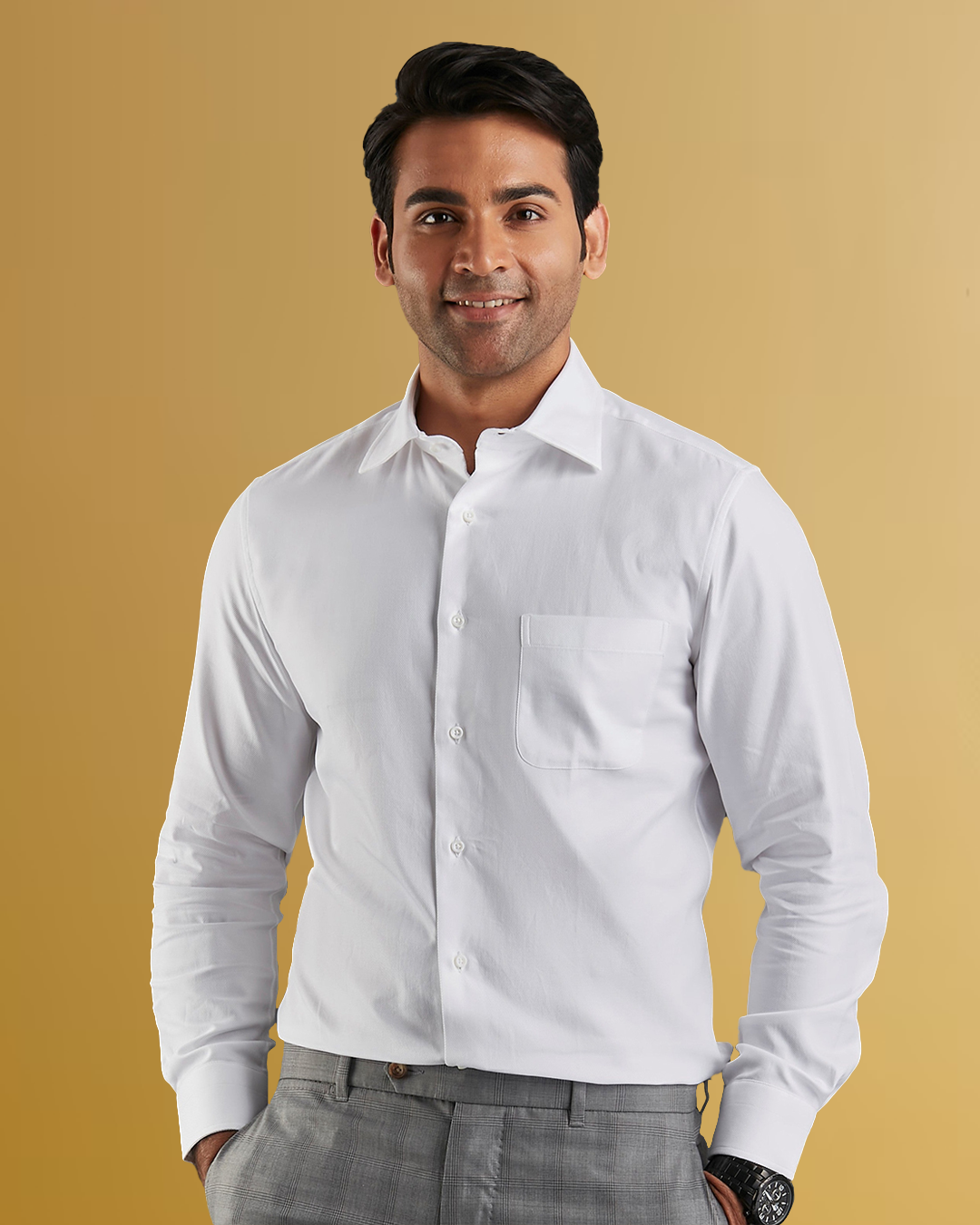 Brembana 2-Ply Giza White Hampton Twill Shirt - 5