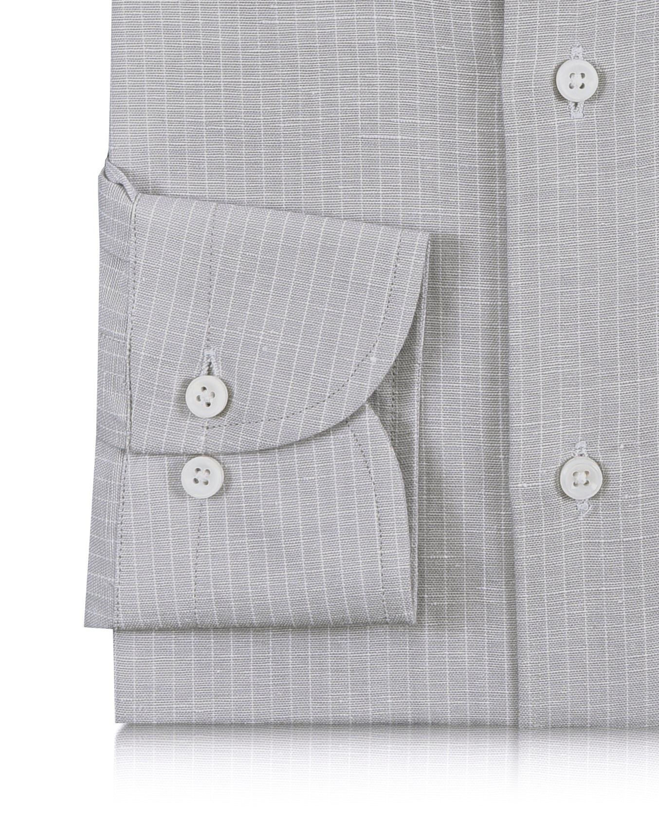 Cotton Linen: Grey Hairline Stripes On White