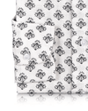 Linen:Black Flowers Printed on White Linen