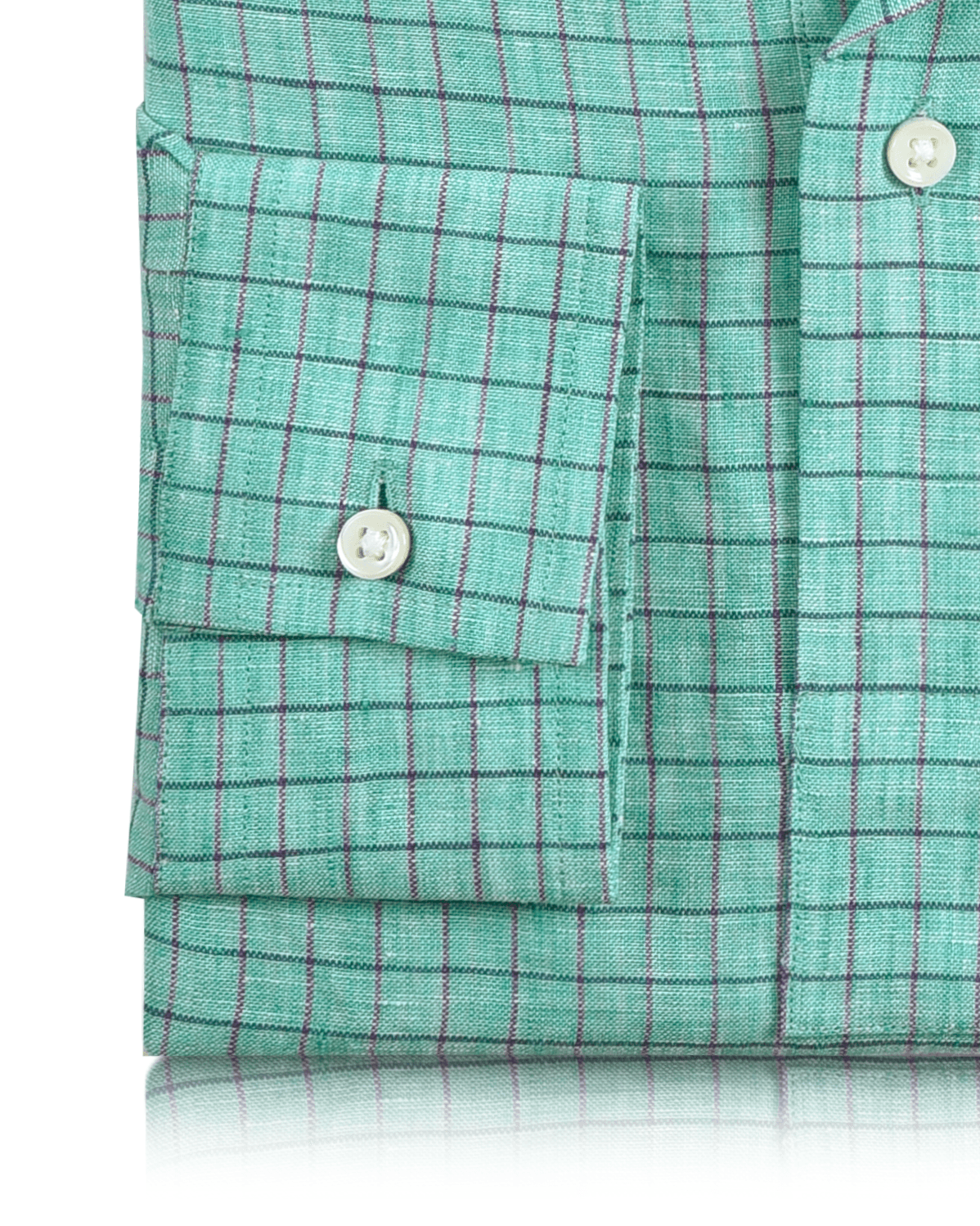 Linen: Persian Green With Pink Blue Pin Graph Checks - 3