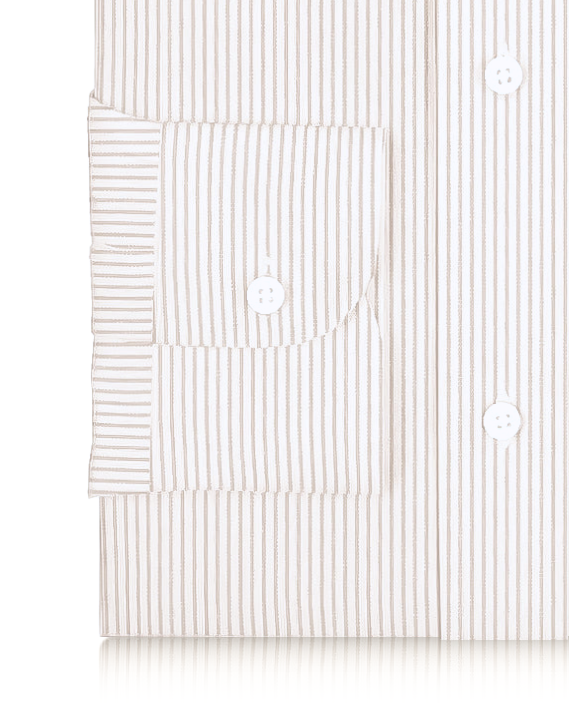 Cotton Linen: Fade Brown Dress Stripes On White