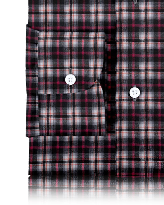 Pink Black White Madras Twill Flannel