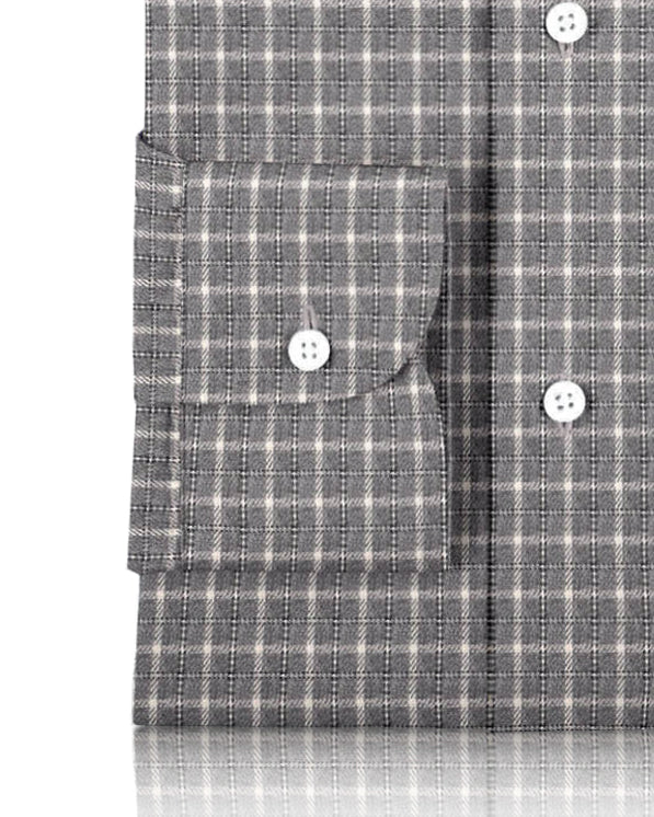 Grey White Tattersall Flannel Work Shirt - 3
