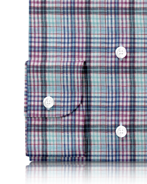 Blue Pink Aqua Madras Linen - 3