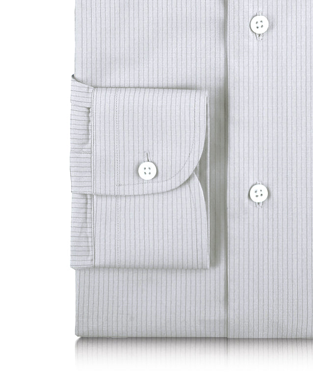 Linen:Vertical Grey Pinstripes on white - 3