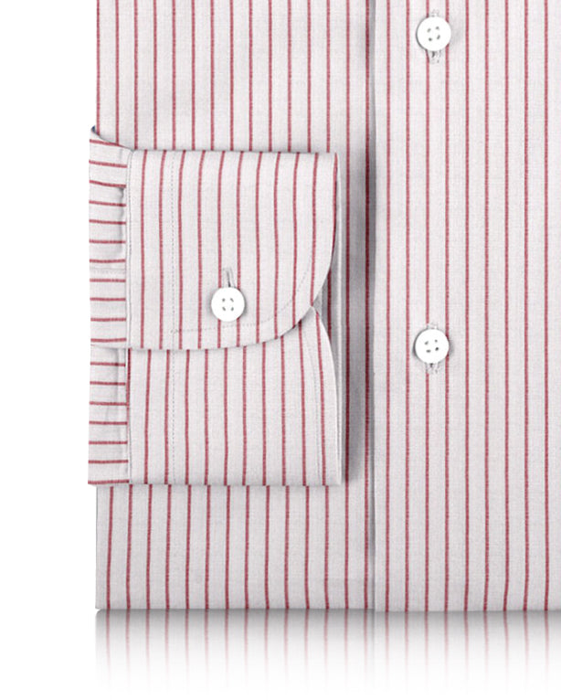 White Red Pin Stripes Linen