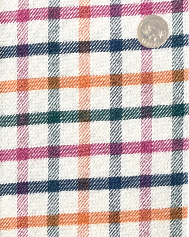 Pink Orange Green Blue Window Pane Checks Flannel Work Shirt