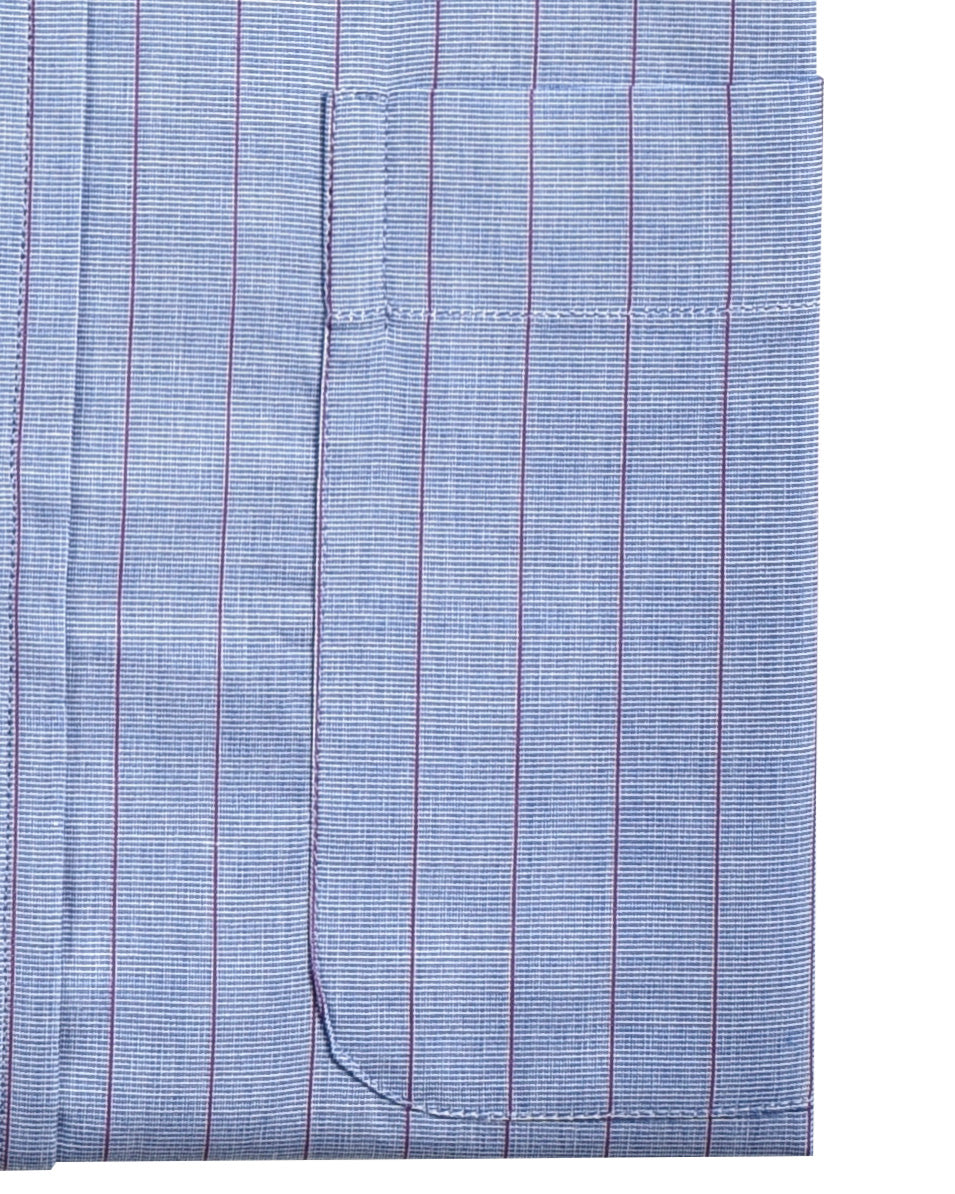 Pink Pin Stripes on Blue End on End - 4