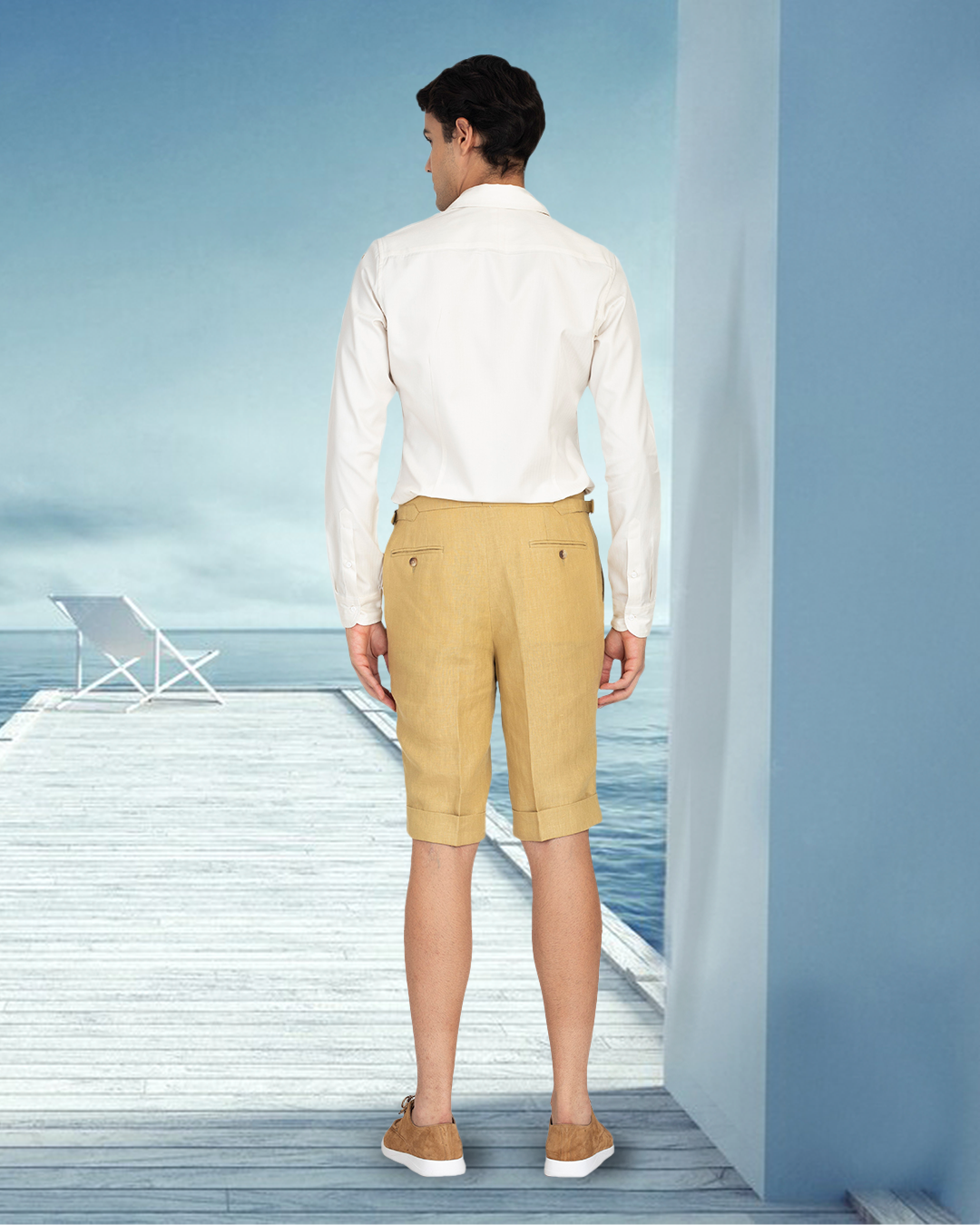 Goldish Yellow Linen Shorts