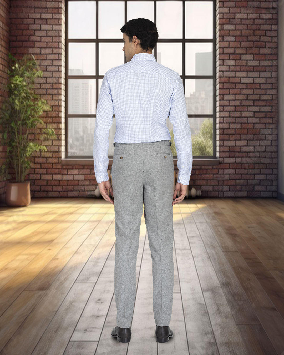 Grey Wool Flannel Pant - 5