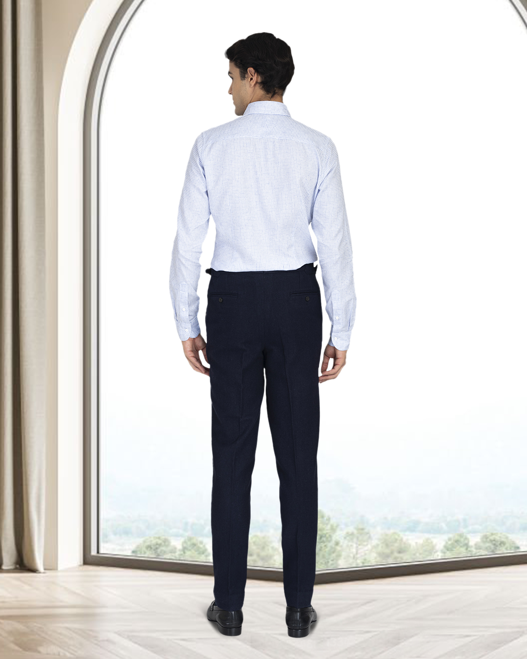 Navy Wool Flannel Pant - 5