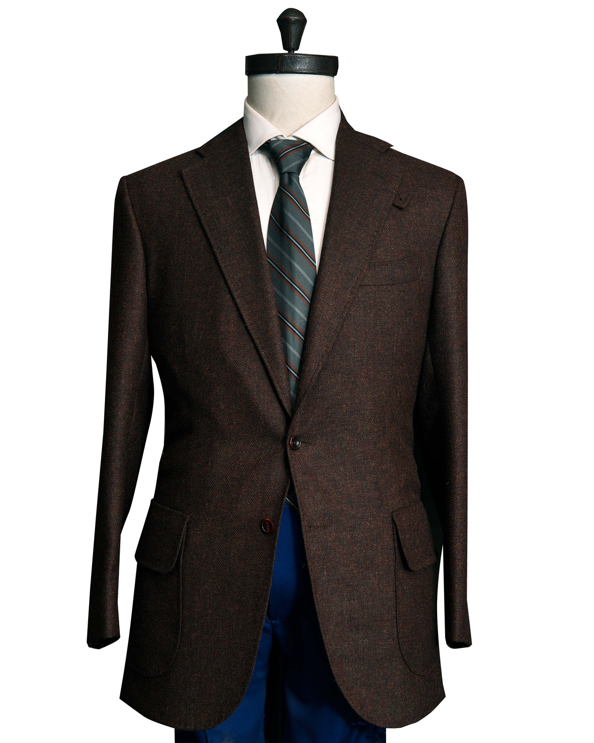 Dugdale Dark Brown Mix green Herringbone Jacket - 1