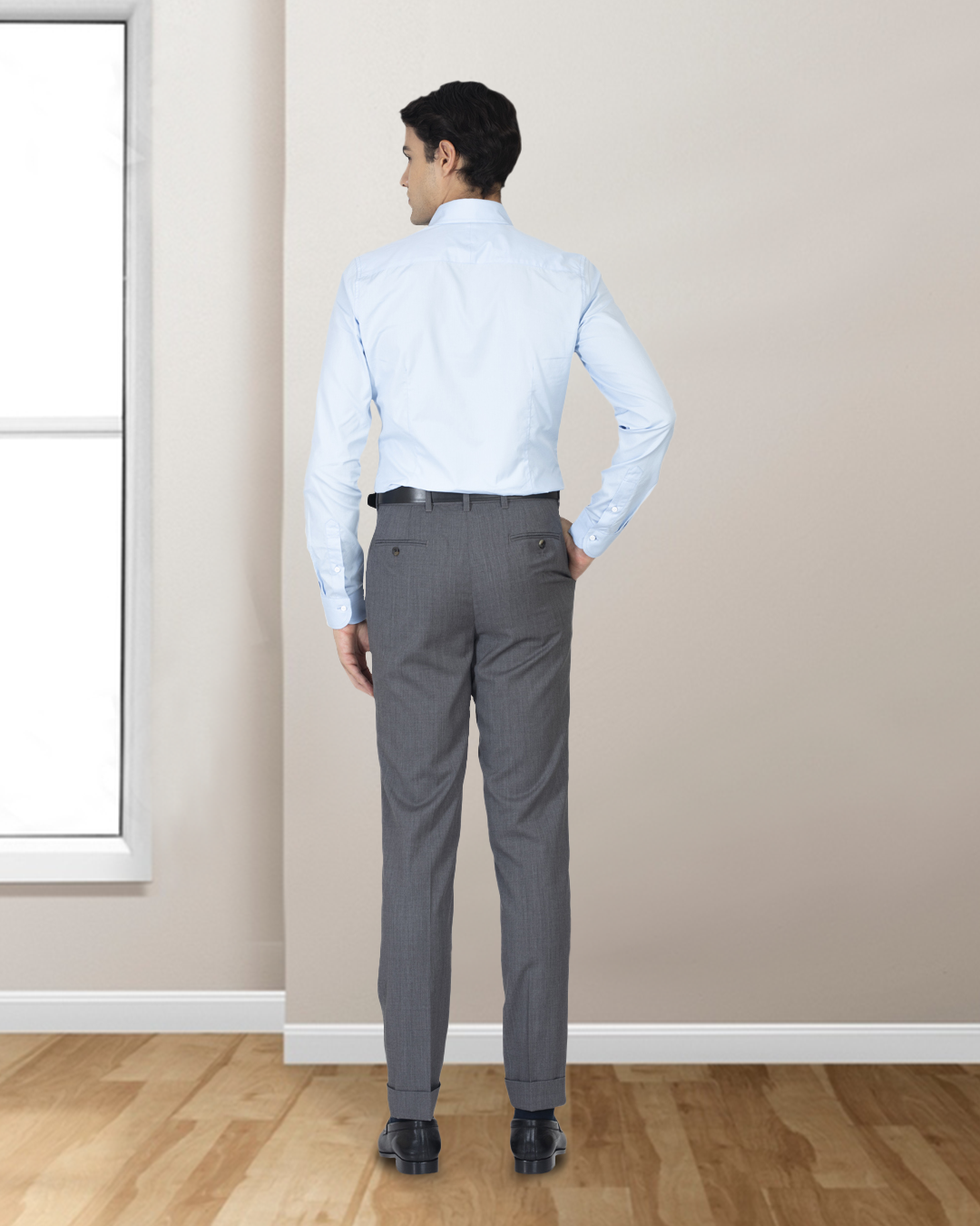 Washable Wool Pants: Plain Mid Grey - 5
