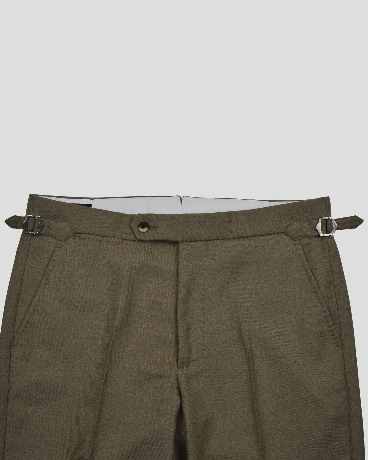 Dugdale Olive Beige Wool Flannel Dress Pant - 3