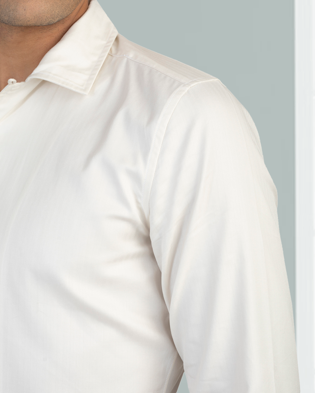 Ecru Herringbone Self Stripes - 9