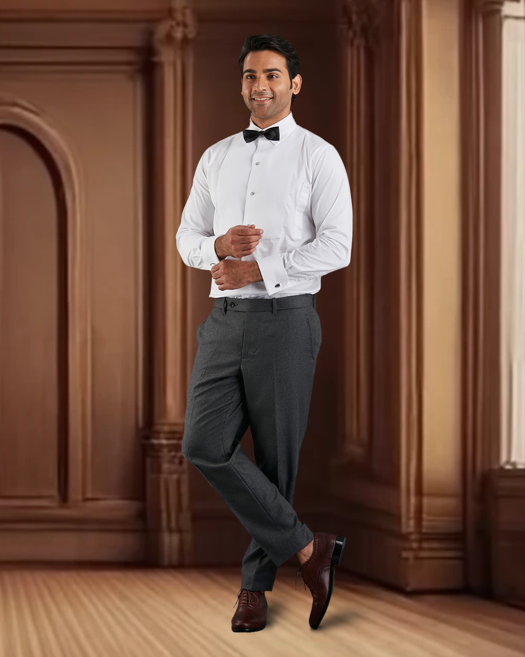 Dugdale Dark Grey Wool Flannel Dress Pant - 8