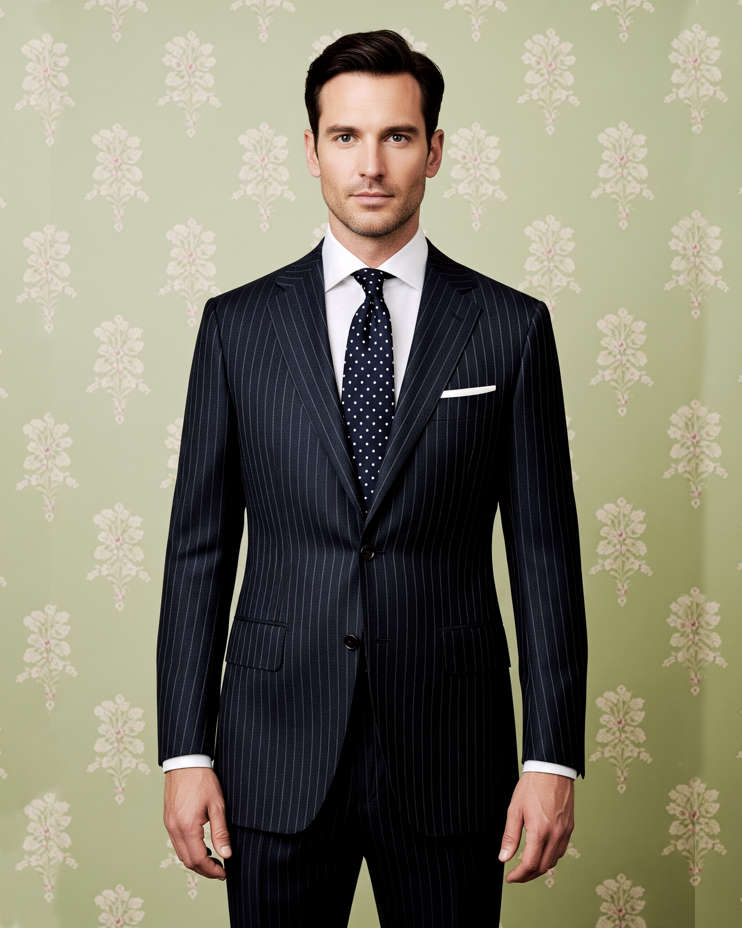 Navy Wool Pinstripes Suit