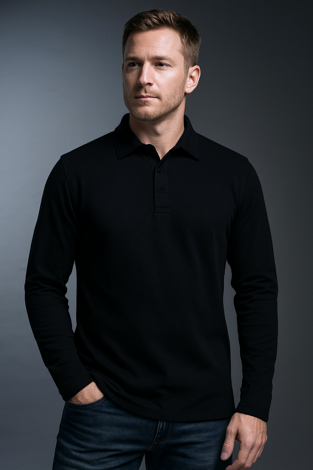 EZS Aria Black Long Sleeve Polo - 2
