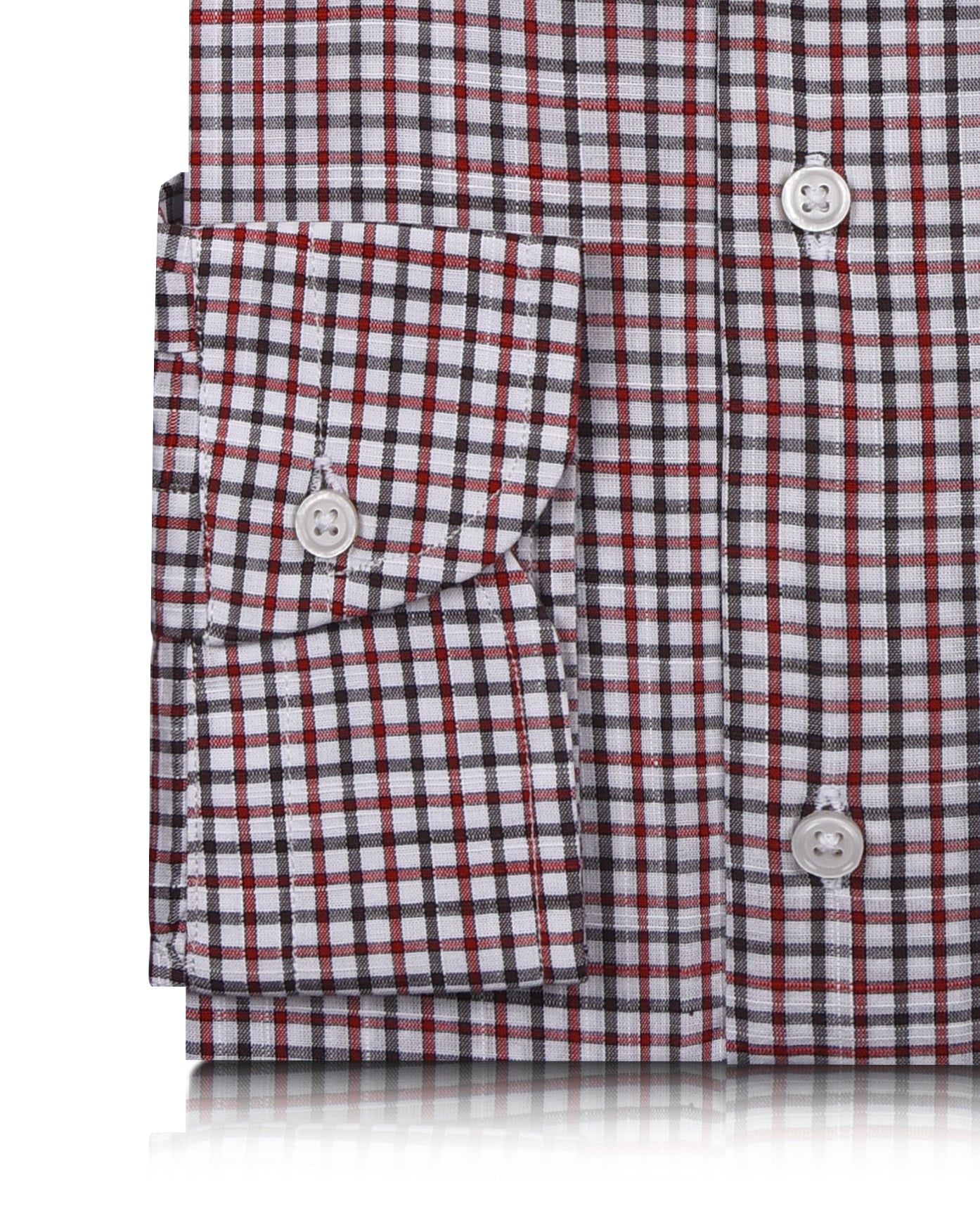 EZS Classic Red Black Mini Gingham Checks On White Shirt