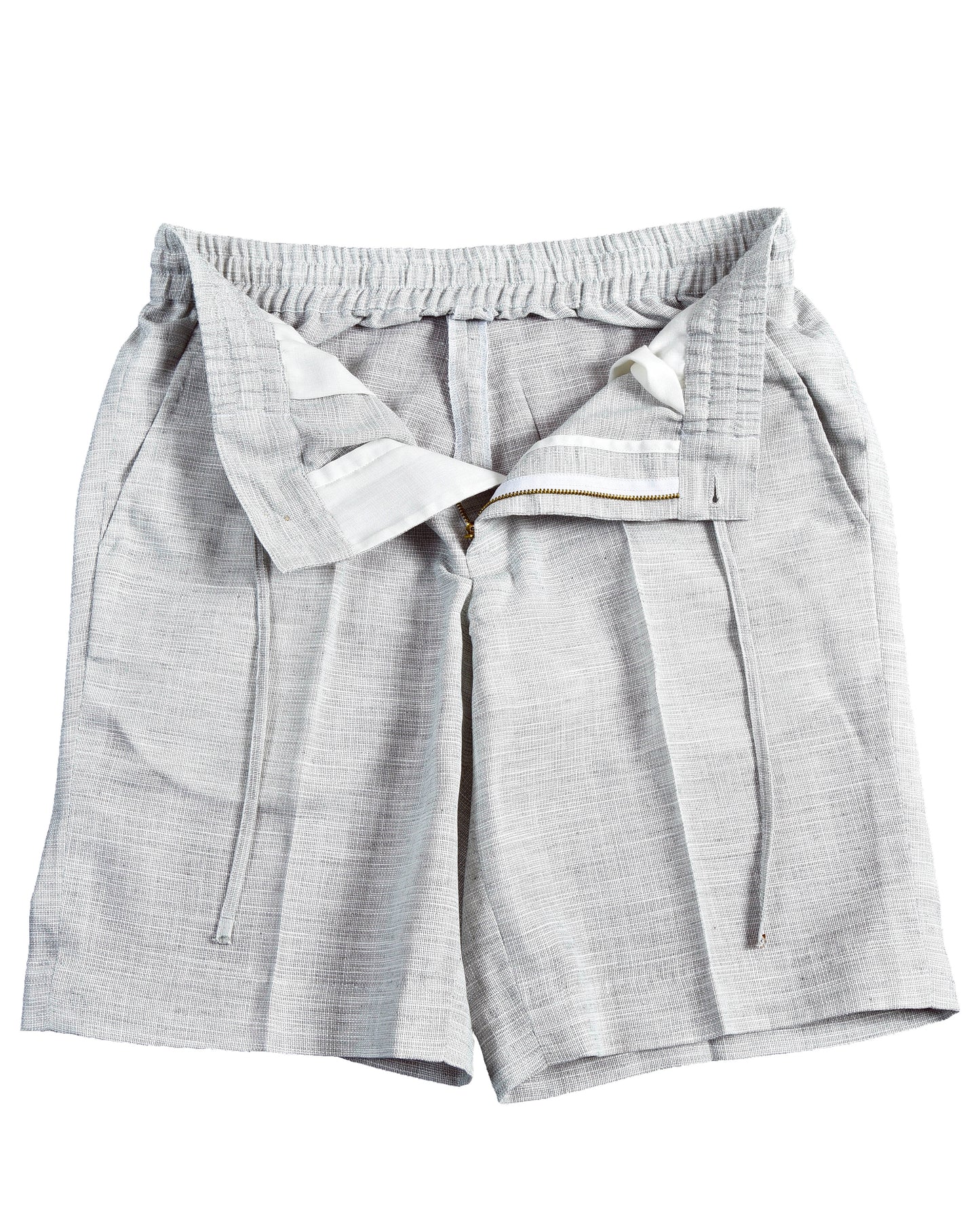 Soft Washed Light Grey Drawstring Shorts