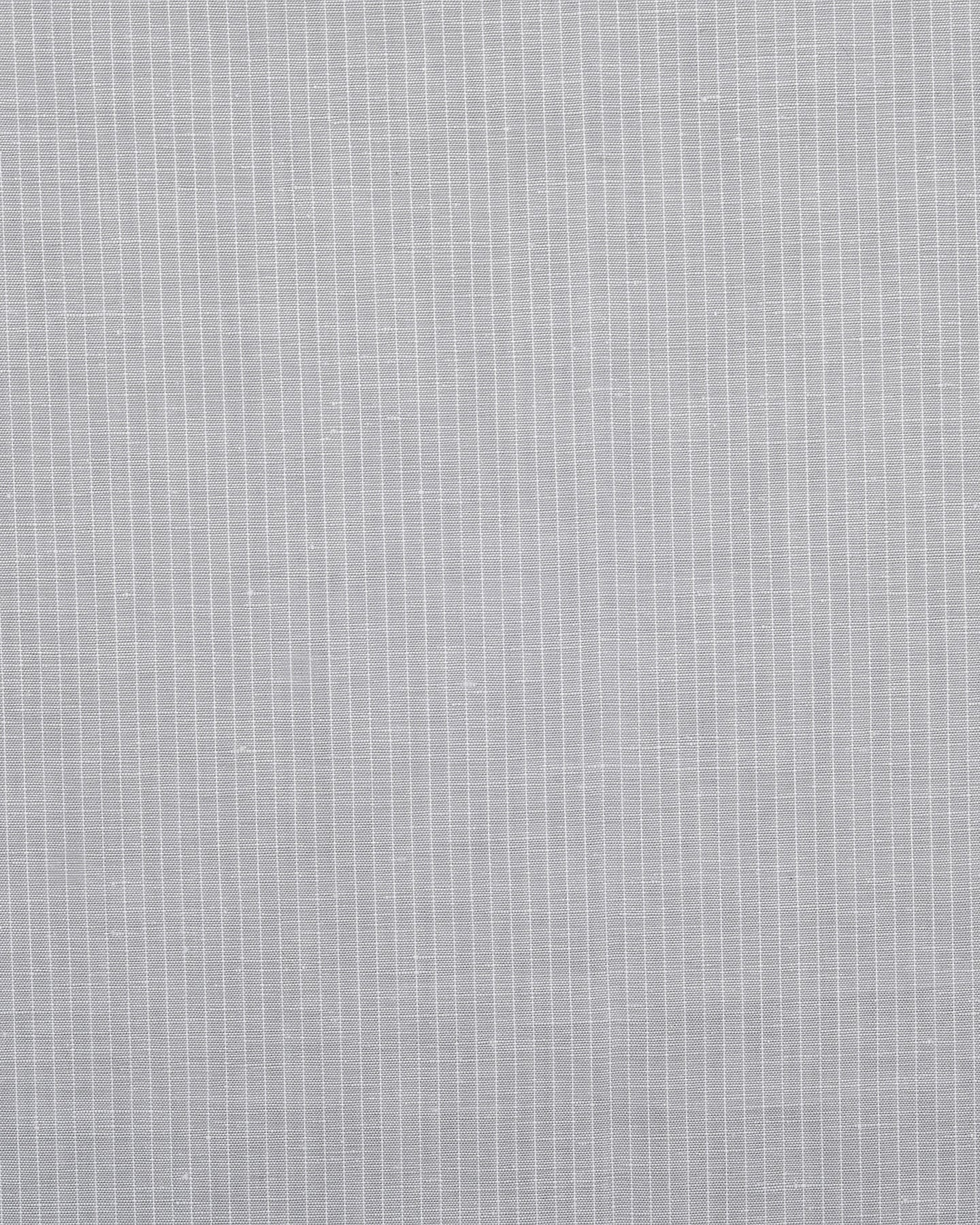 Cotton Linen: White Hairline Stripes On Grey