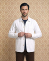 Fresco Cotton White Shirt Jacket