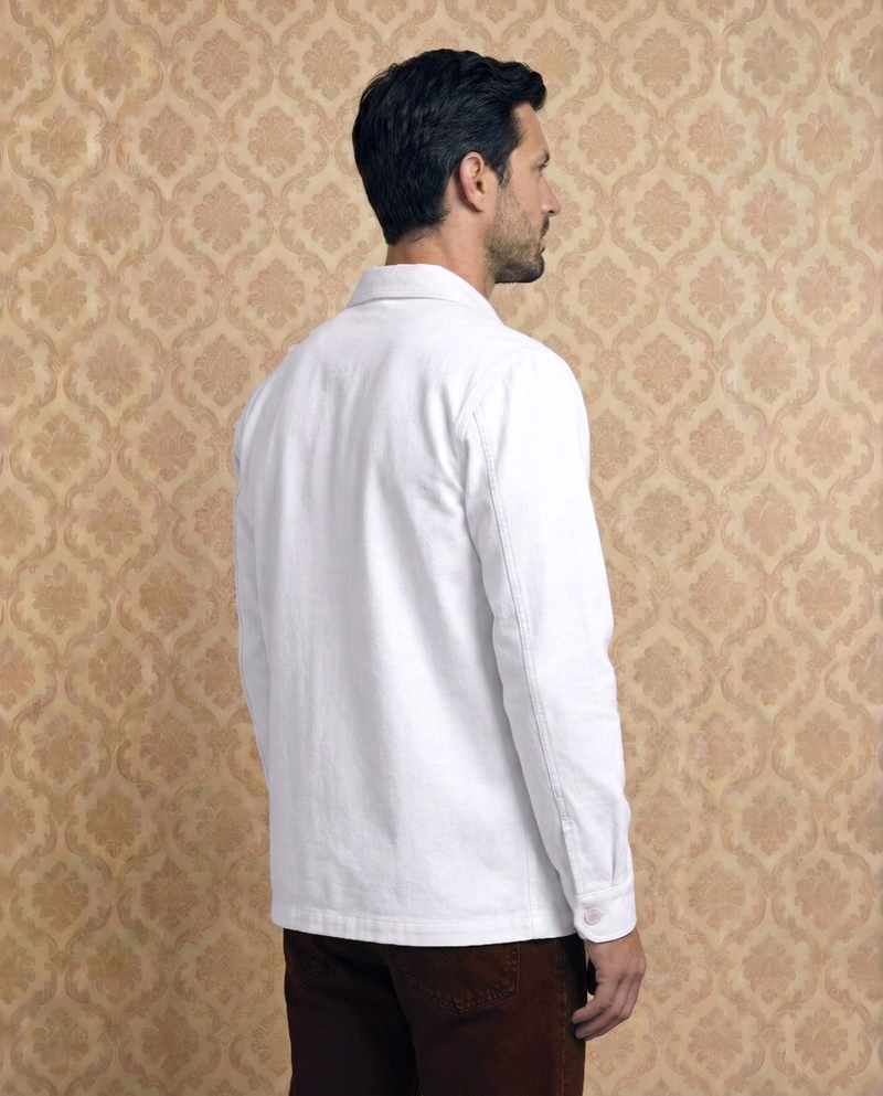 Fresco Cotton White Shirt Jacket