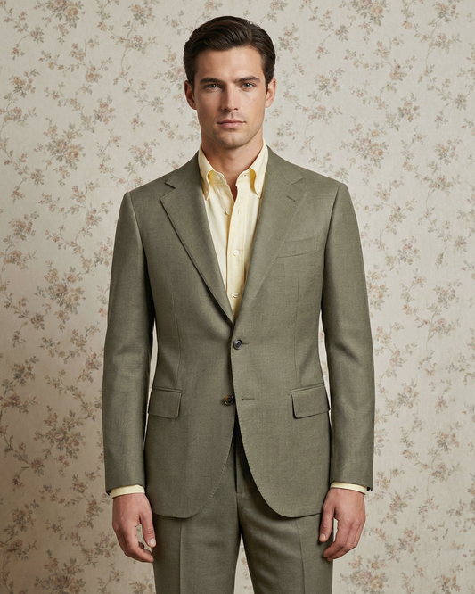 Dugdale Olive Wool Flannel Dress Suit