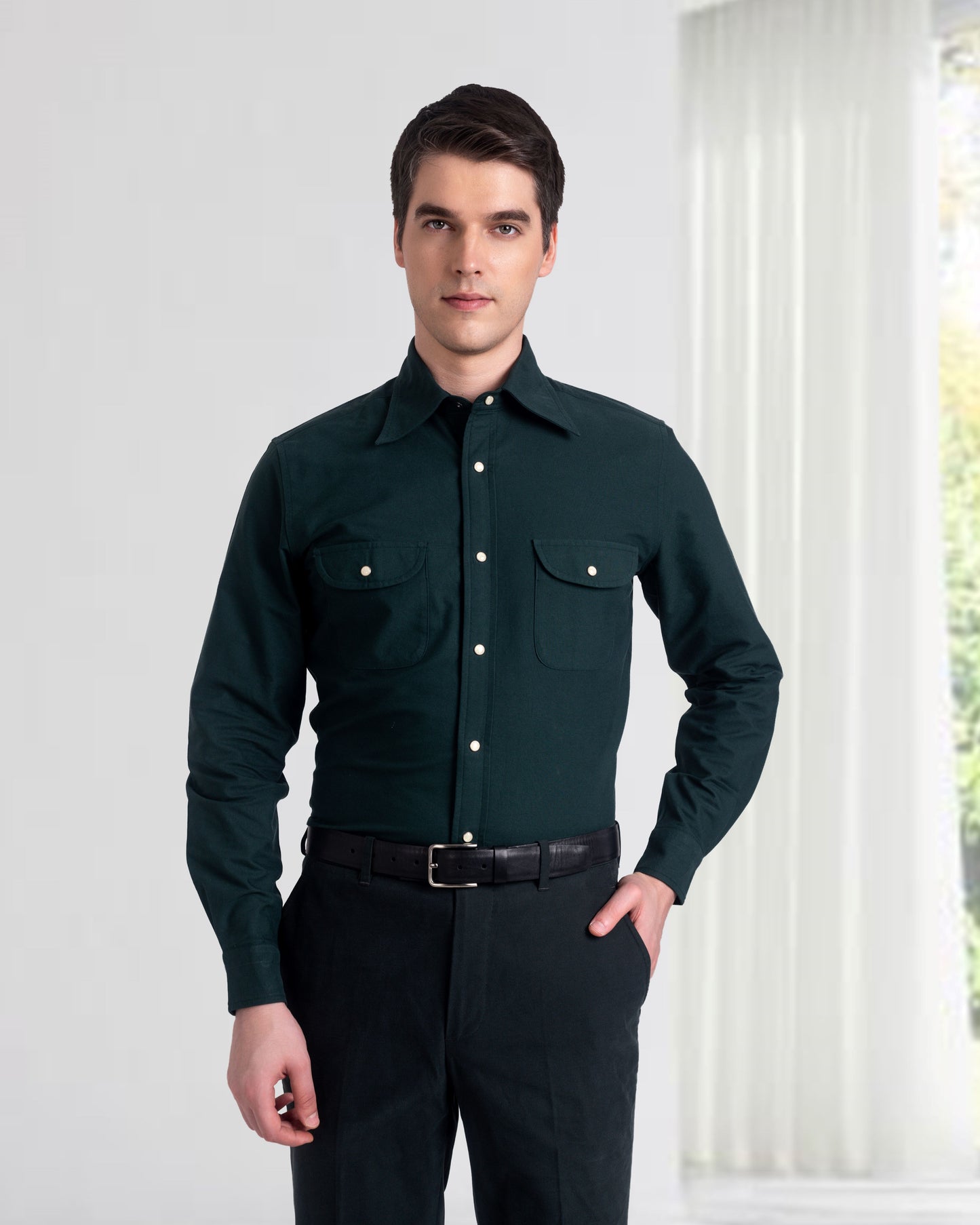 Green Oxford Western Shirt