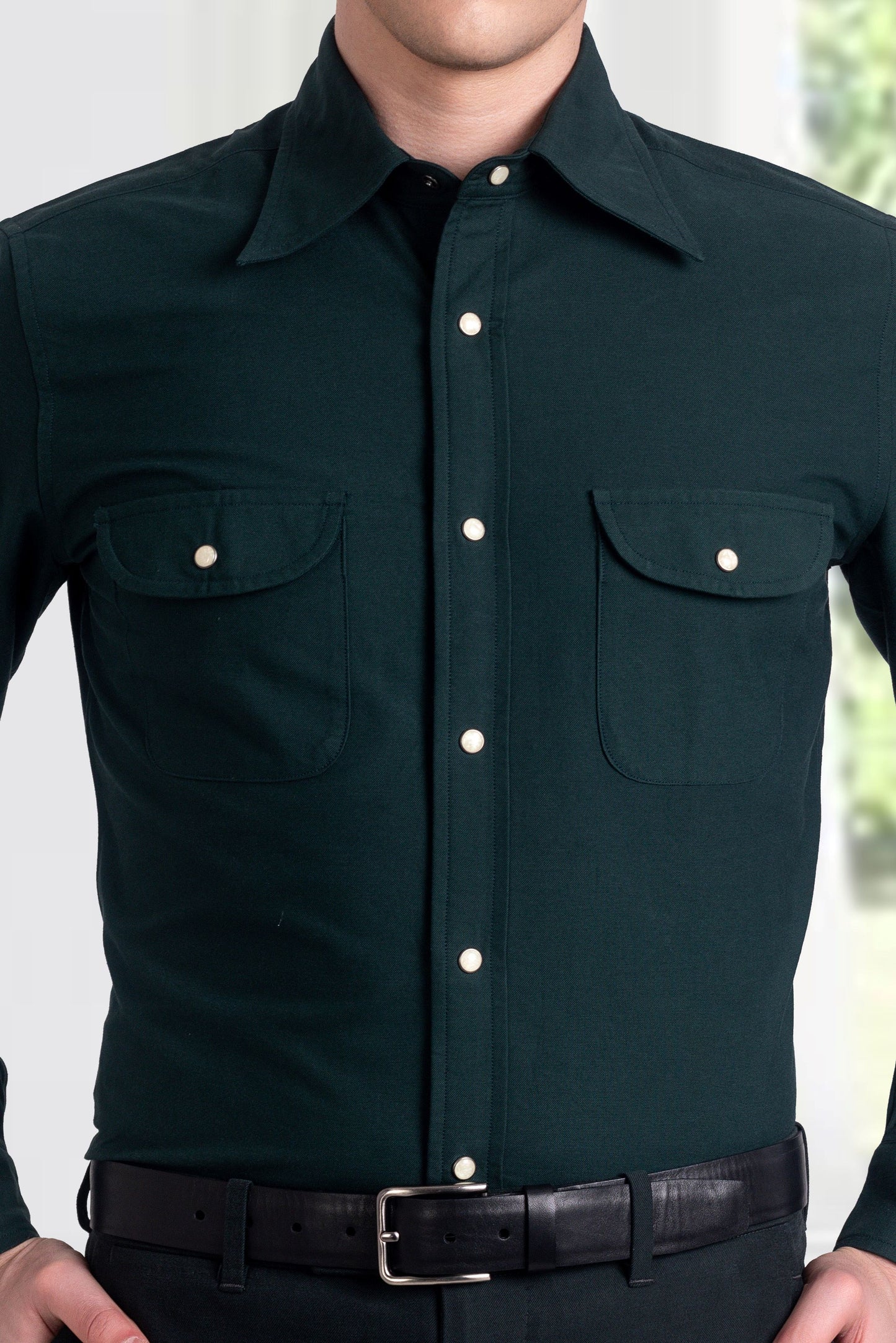 Green Oxford Western Shirt