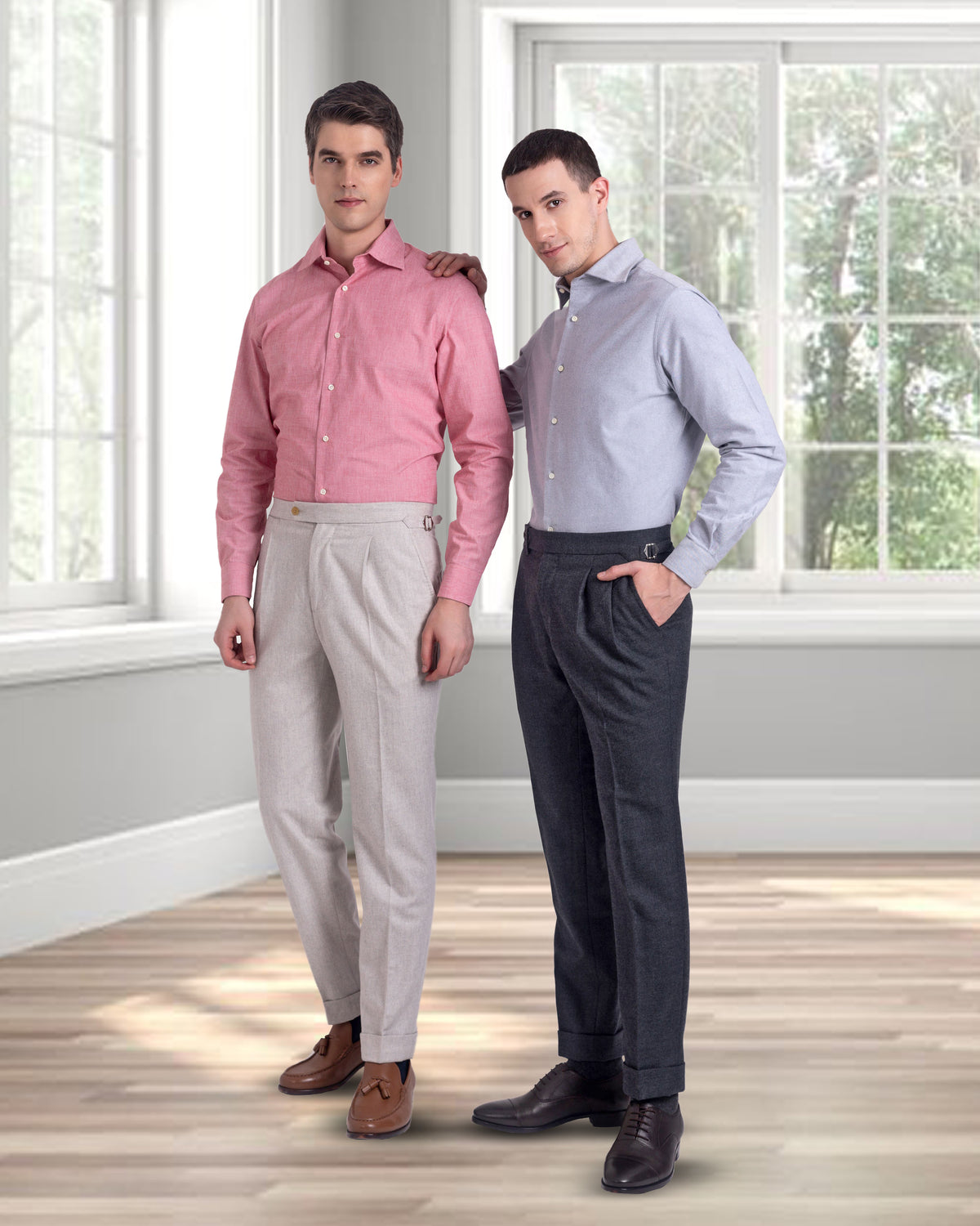 Grey Brushed Oxford Shirt - 6