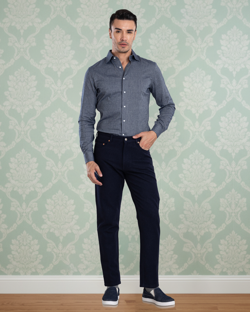 Navy Wool Jeans