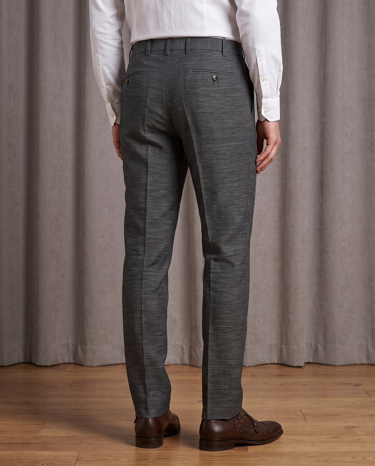 Solbiati Ash Grey Linen Dress Pant - 2