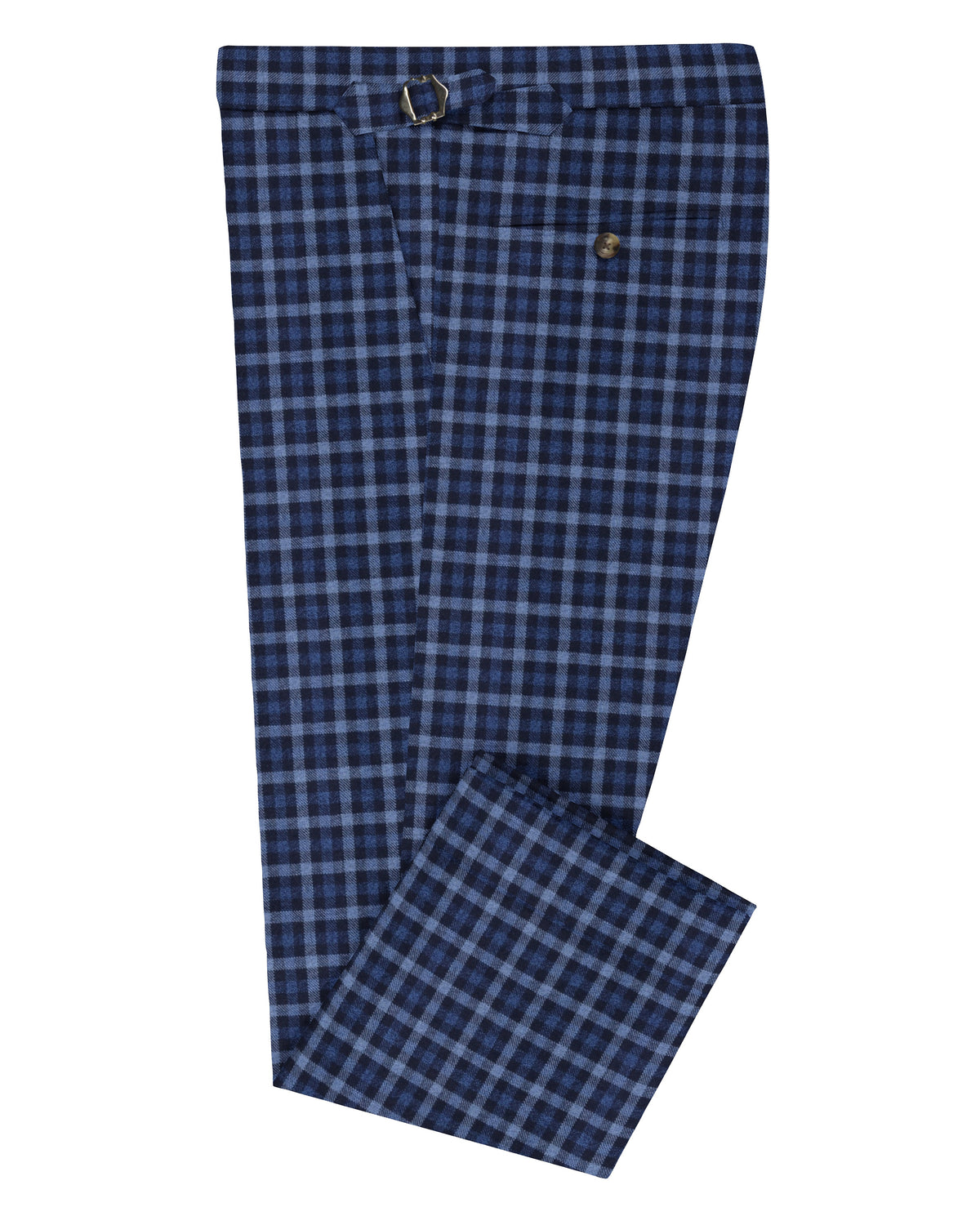 VBC Blue & Black Checks Twill Pant - 1