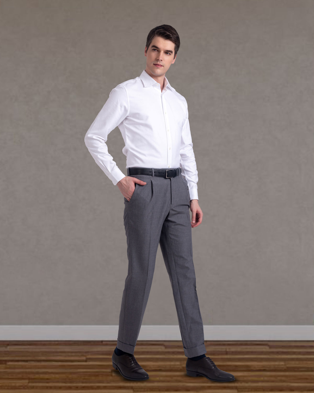 Pleated  Vitale Barberis Canonico Grey Dress Pant - 3
