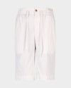 Light Beige & White Seersucker Stripes Shorts