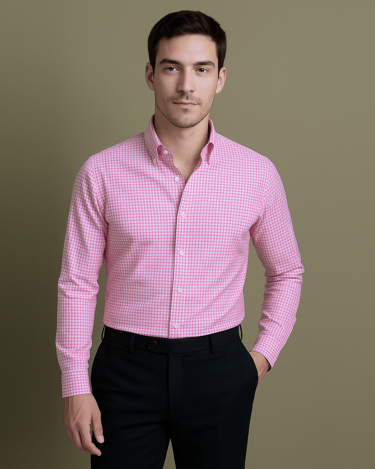 Pink White Gingham Check Shirt - 2