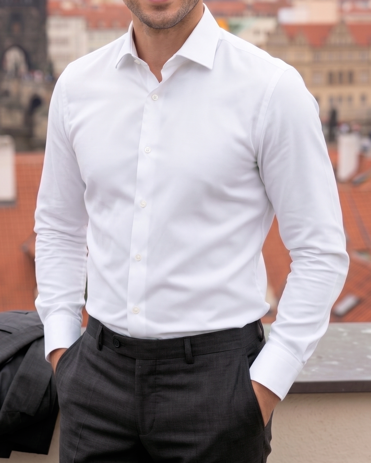 Nevron Wrinkle-Resistant White Royal Oxford Shirt - 2