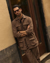 Linen Fresco Brown Shirt Jacket