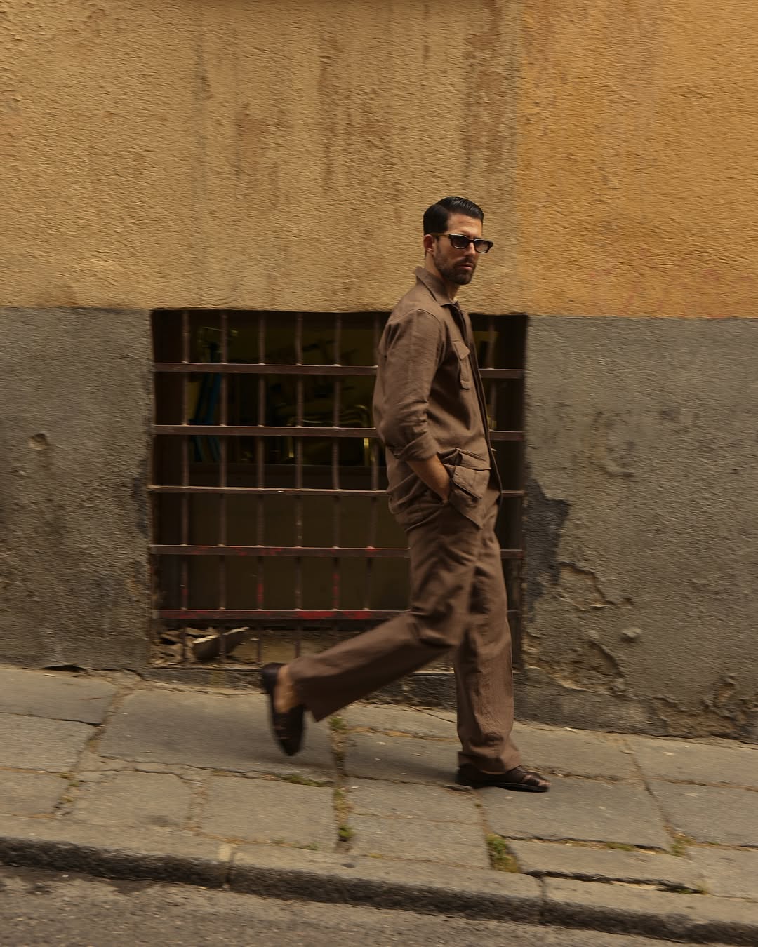 Linen Fresco Brown Pant - 6