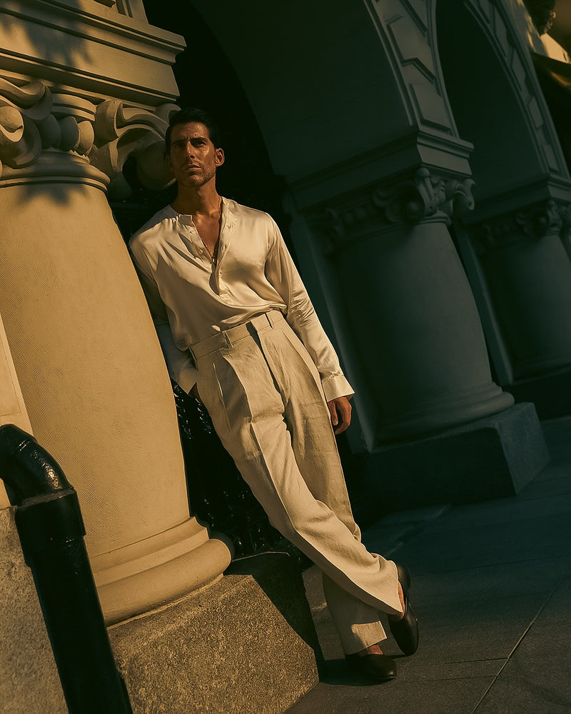 High Waisted Pants in Linen Suiting Muslin