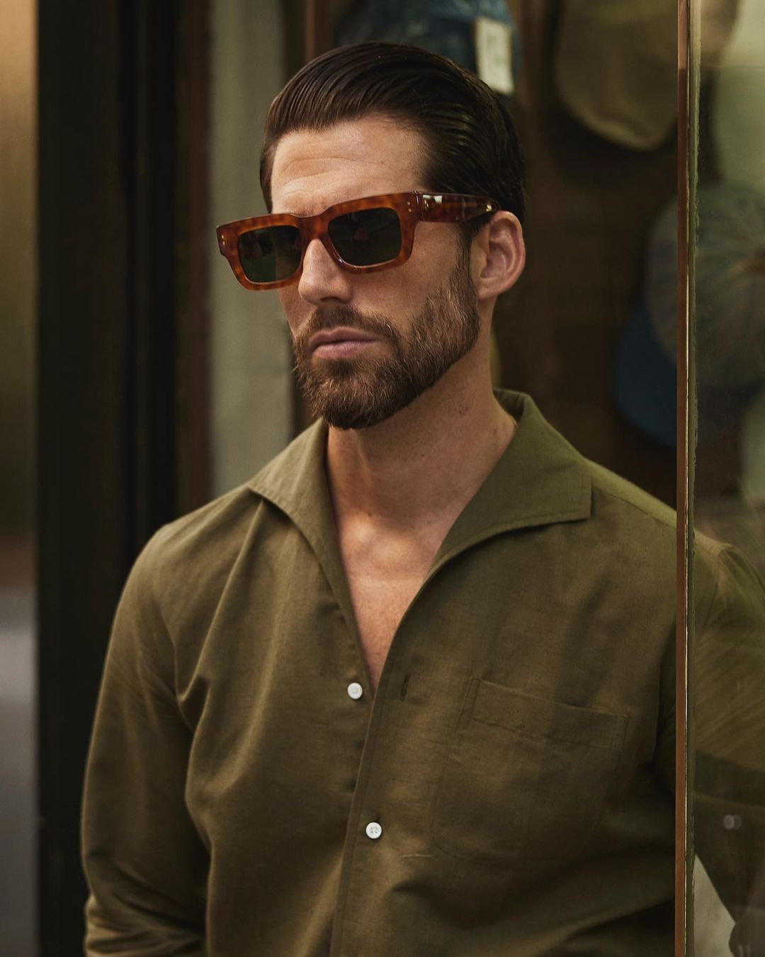 Summer Olive Linen Shirt with one piece collar placket - 5